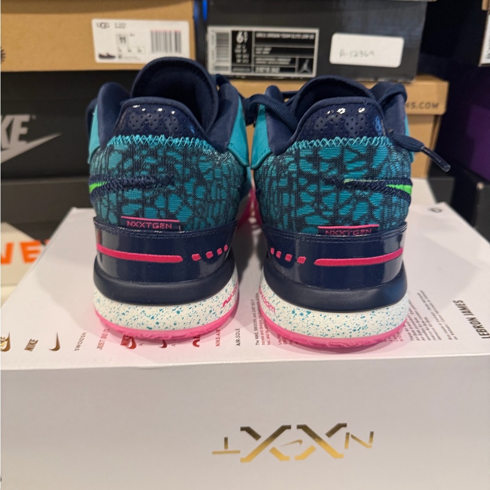 Nike Men's Teal and Pink Athletic Shoes with Neon Green Accents - Picture 4 of 5